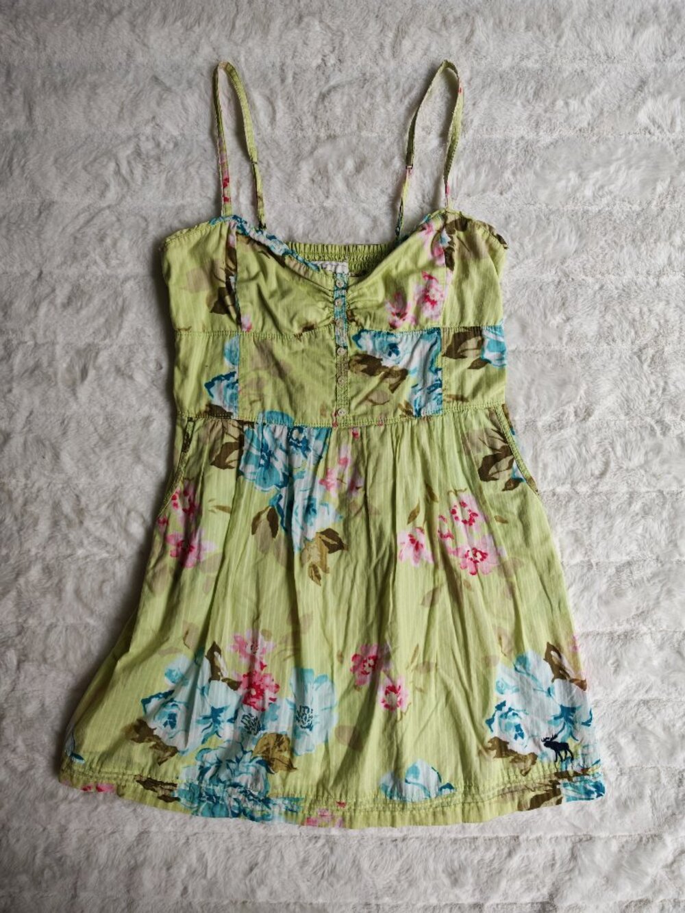 Abercrombie & Fitch Floral Babydoll Sundress Size L 100% Cotton Y2K Cottagecore - Picture 7 of 9